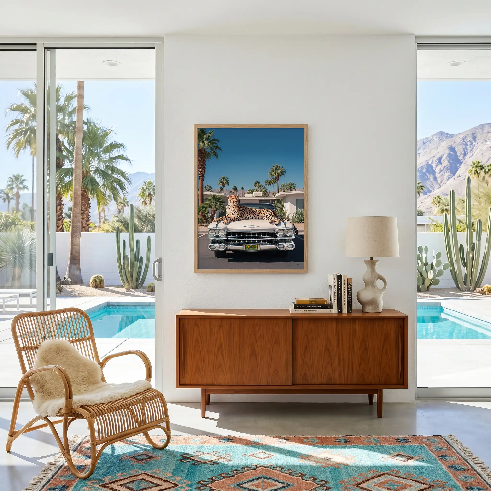 Palm Springs-inspired cheetah print in framed gallery style.
