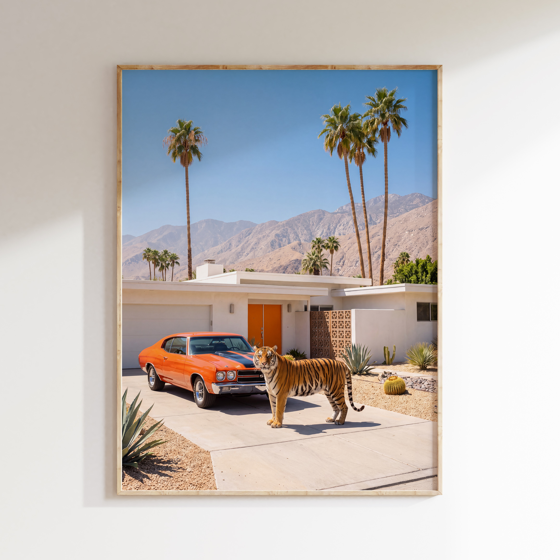 Tiger with orange 1970 Chevrolet Chevelle — Tiger Wall Art